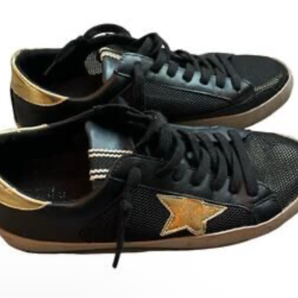 ✨ Shu Shop Penny Black & Gold Star Sneakers – Women’s Size 8 ✨ - Picture 6 of 6